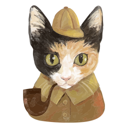 Detective cat character watercolor