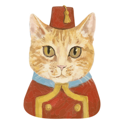 Hotel bellman cat character watercolor PNG Design