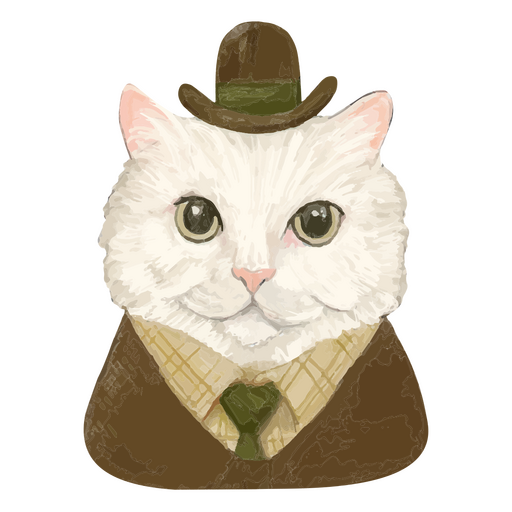 Suit cat character watercolor PNG Design