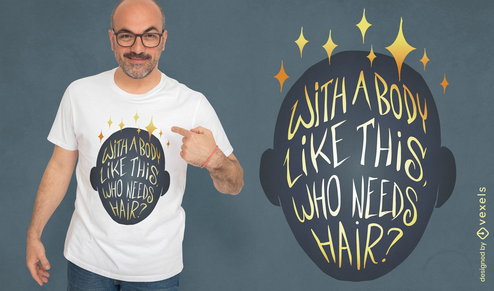 Design de camiseta com citação de cabeça careca engraçada