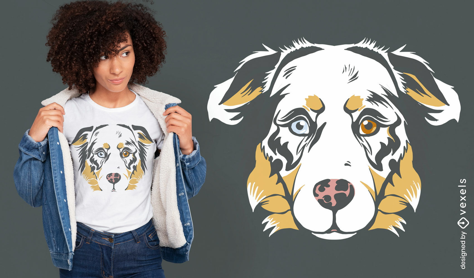Design de camiseta de cão pastor australiano bonito