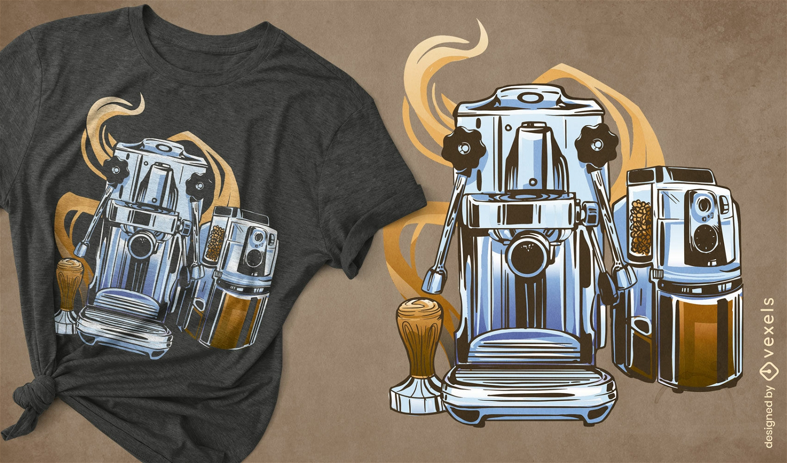 Diseño de camiseta de máquina de café espresso.