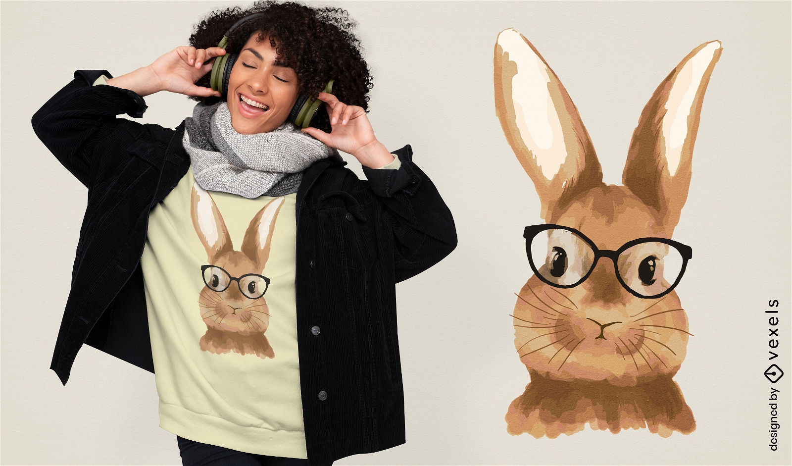 Hipster bunny t-shirt design