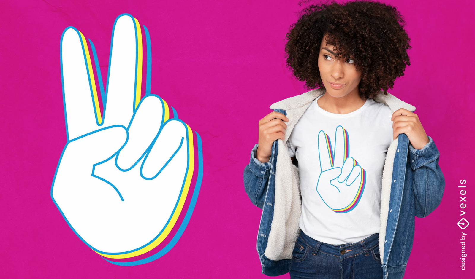 Peace sign hand rainbow t-shirt design