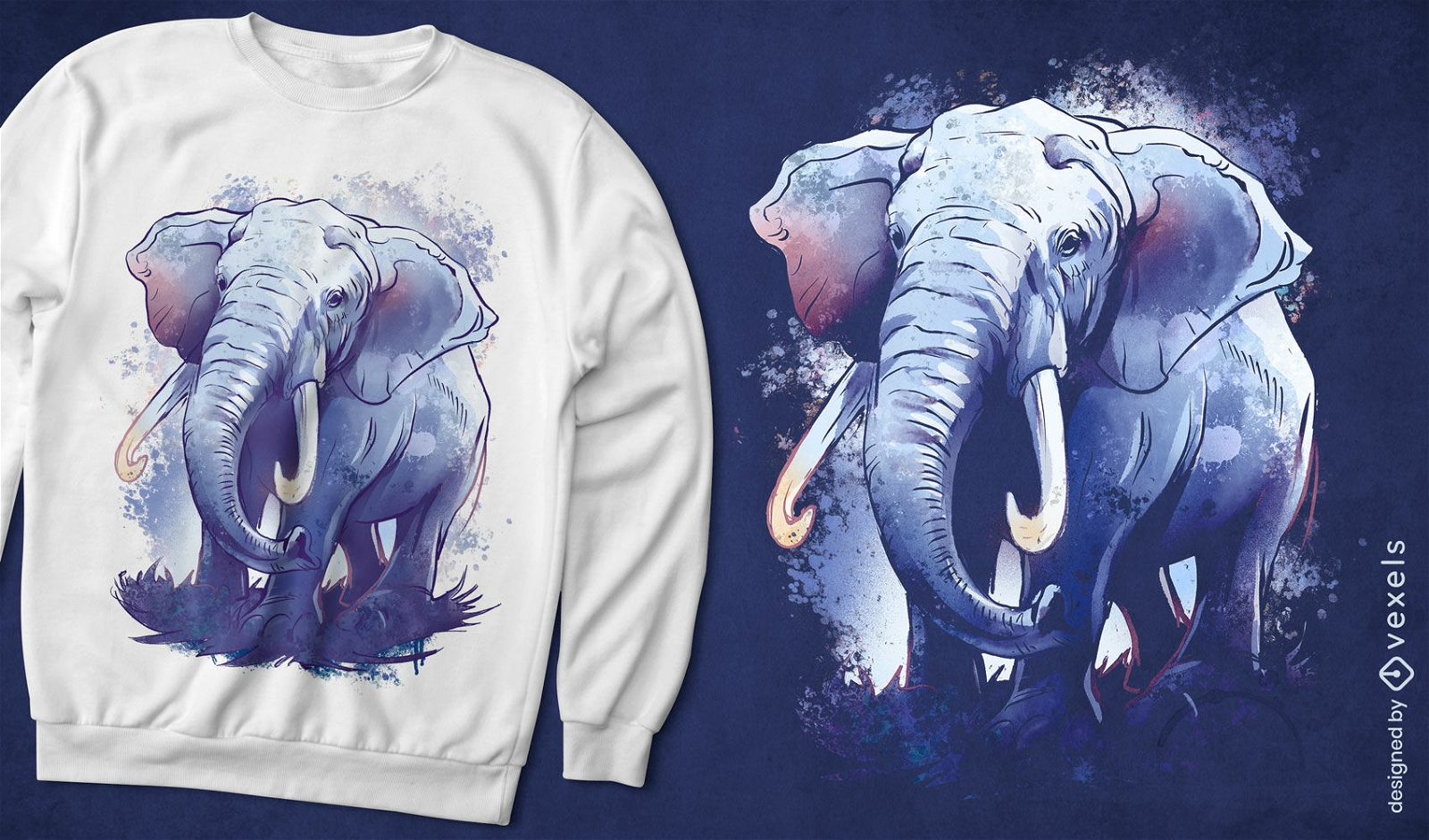 Design de camiseta de animais selvagens de elefante