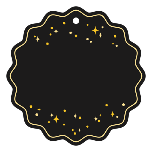 Elegante etiqueta delicada de estrellas oscuras. Diseño PNG