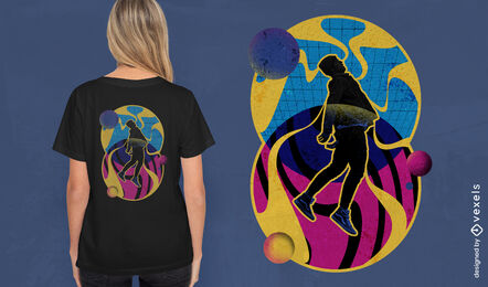 Schwimmende Silhouette kreist T-Shirt-Design ein