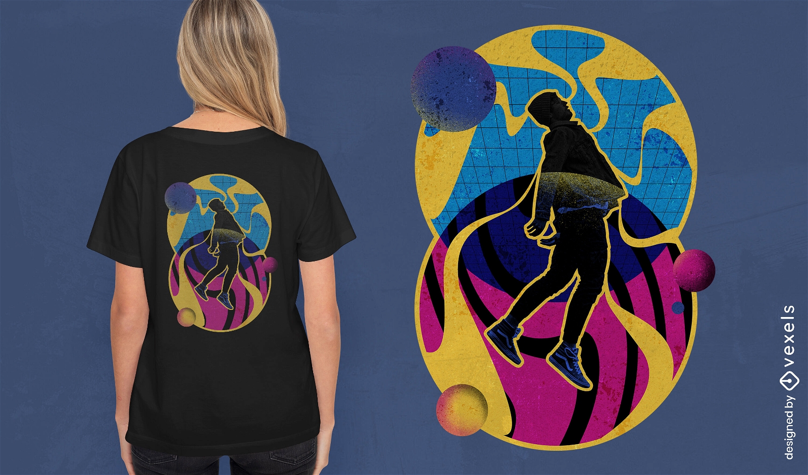 Floating silhouette circles t-shirt design