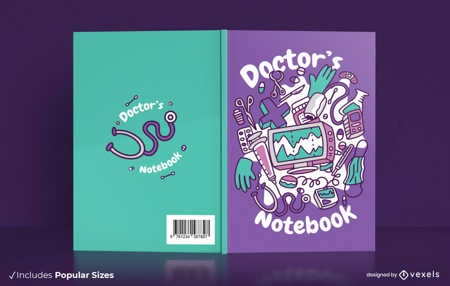 Diseño de portada de libro de cuaderno de doctor