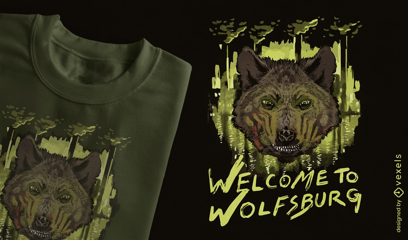 Diseño de camiseta de animal salvaje de lobo enojado