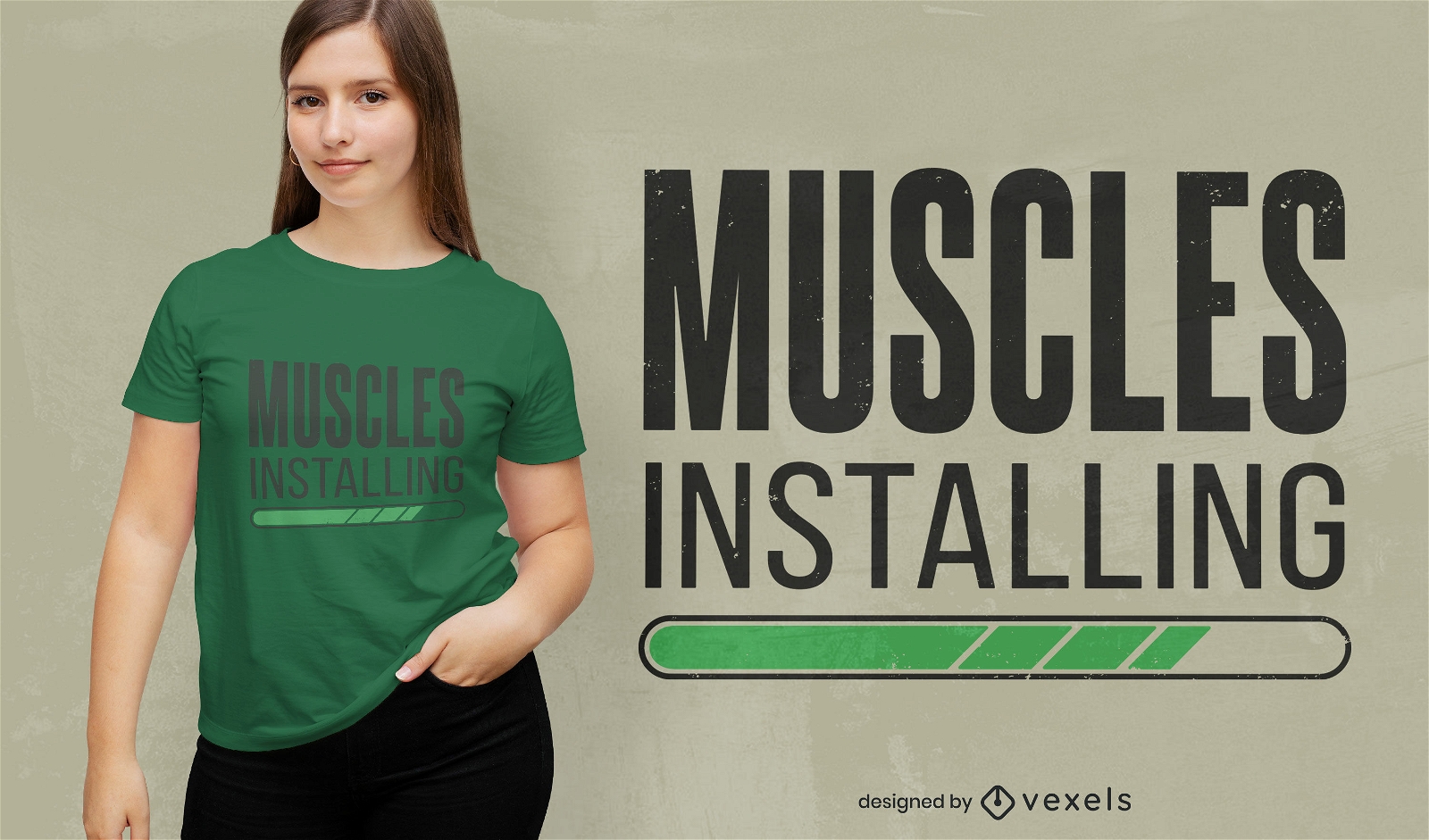 Músculos instalando design de camiseta com citação de academia