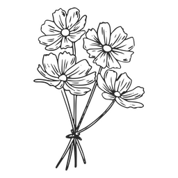 Curso de flores roxas fofas Desenho PNG