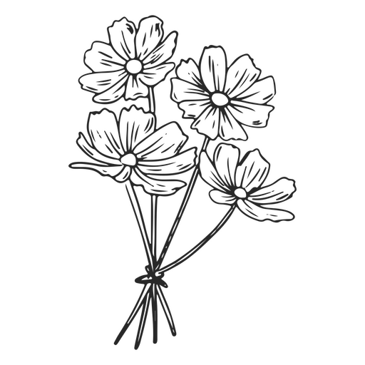 Lindo trazo de flores moradas Diseño PNG