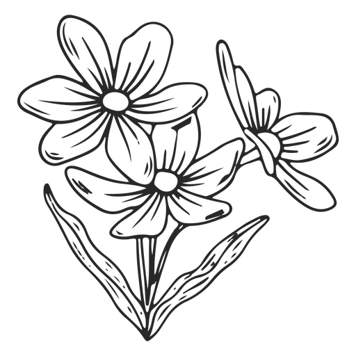 Blumen mit drei Strichen PNG-Design