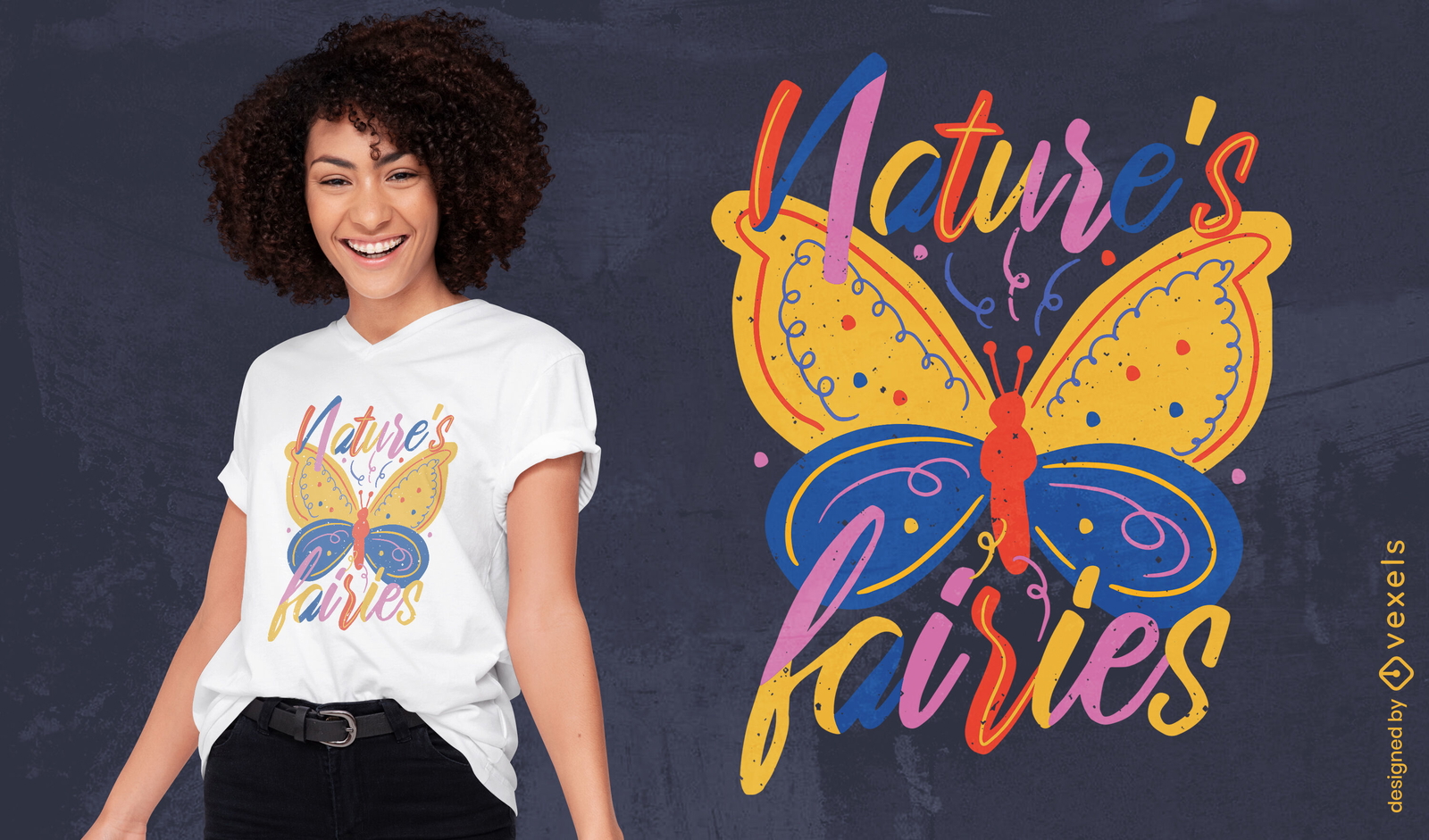 Diseño de camiseta de mariposa de hadas.