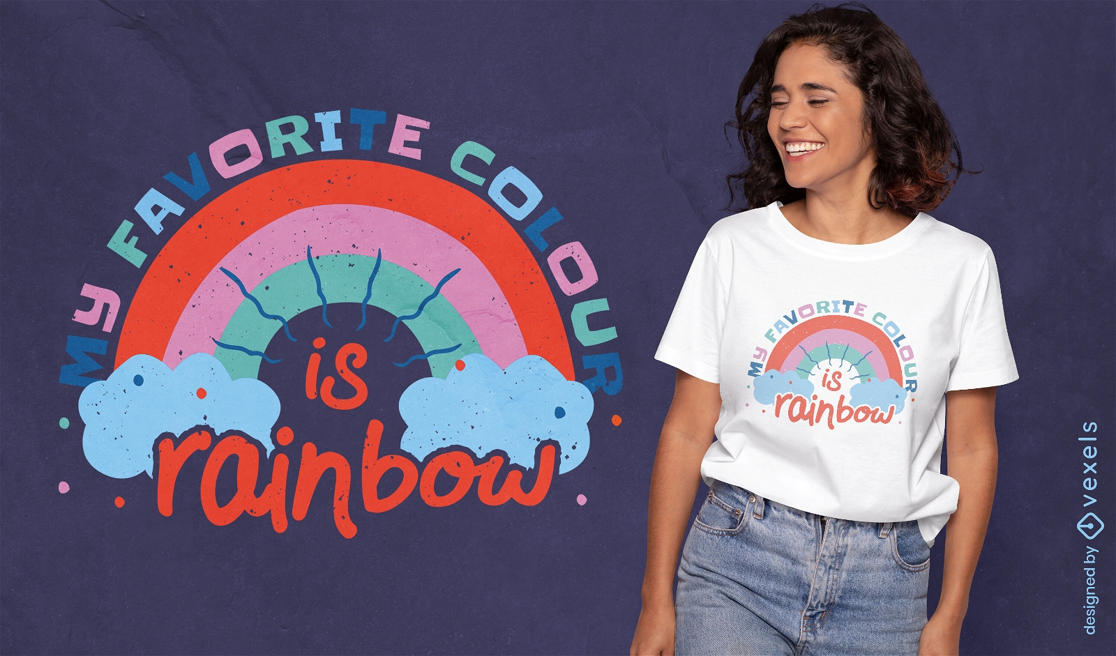 Design de camiseta com citação de arco-íris