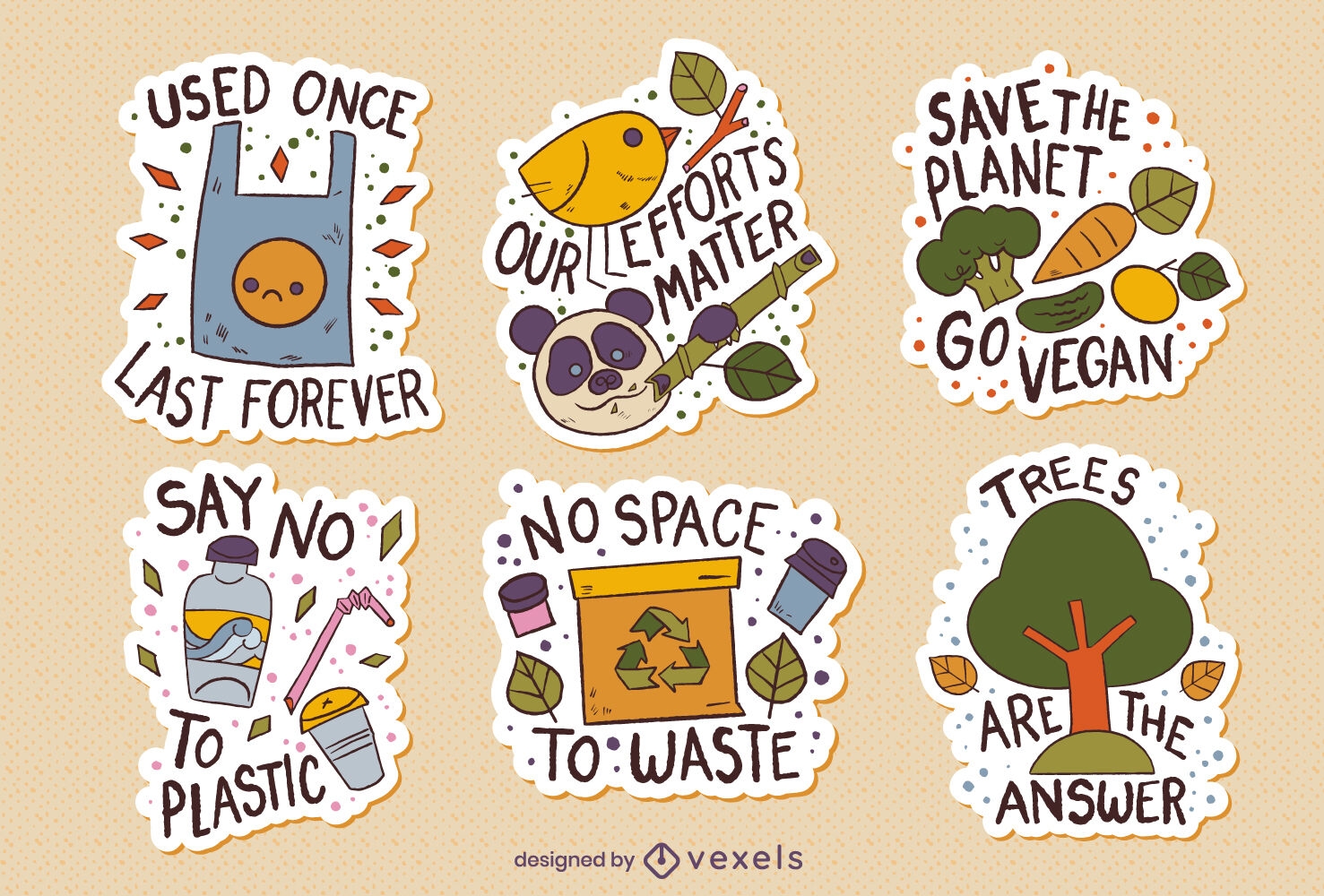 Ecology and recycle stickers set