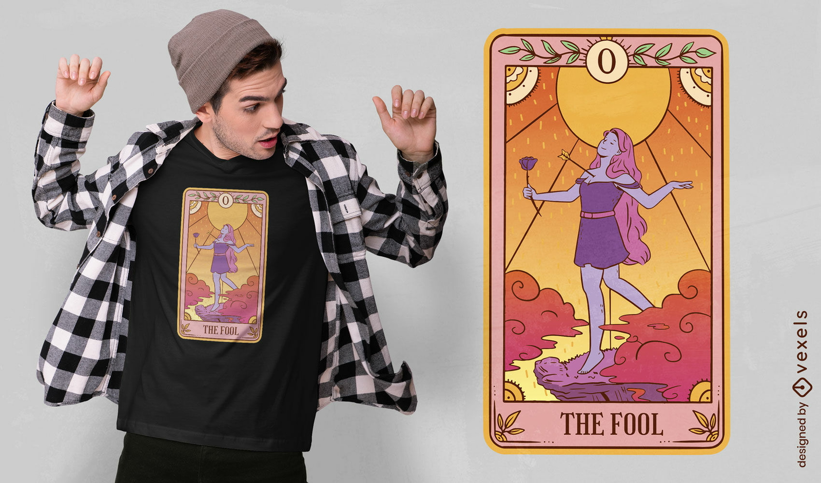 Chica con diseño de camiseta de carta de tarot de flecha a corazón