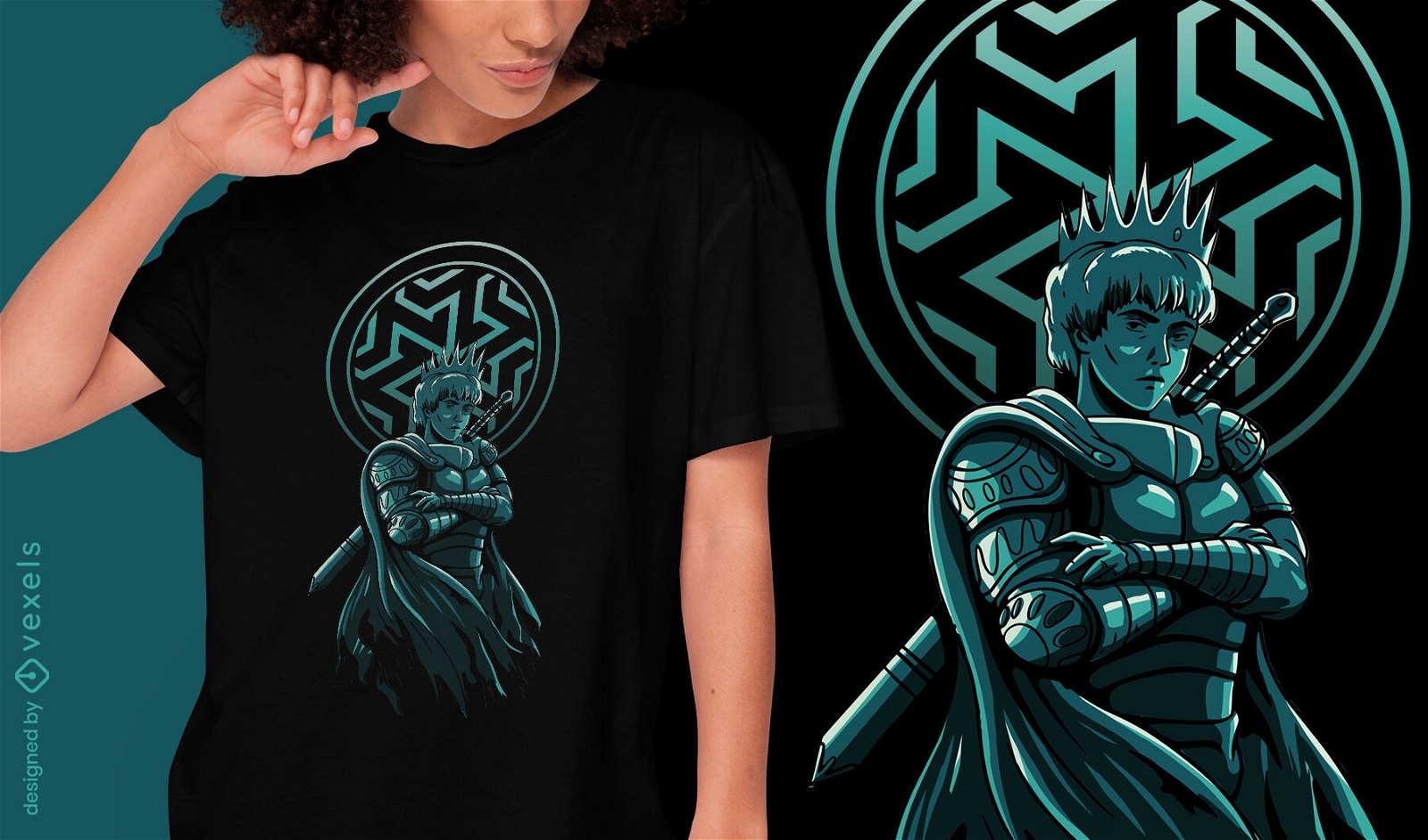 Design de camiseta de príncipe guerreiro de fantasia escura