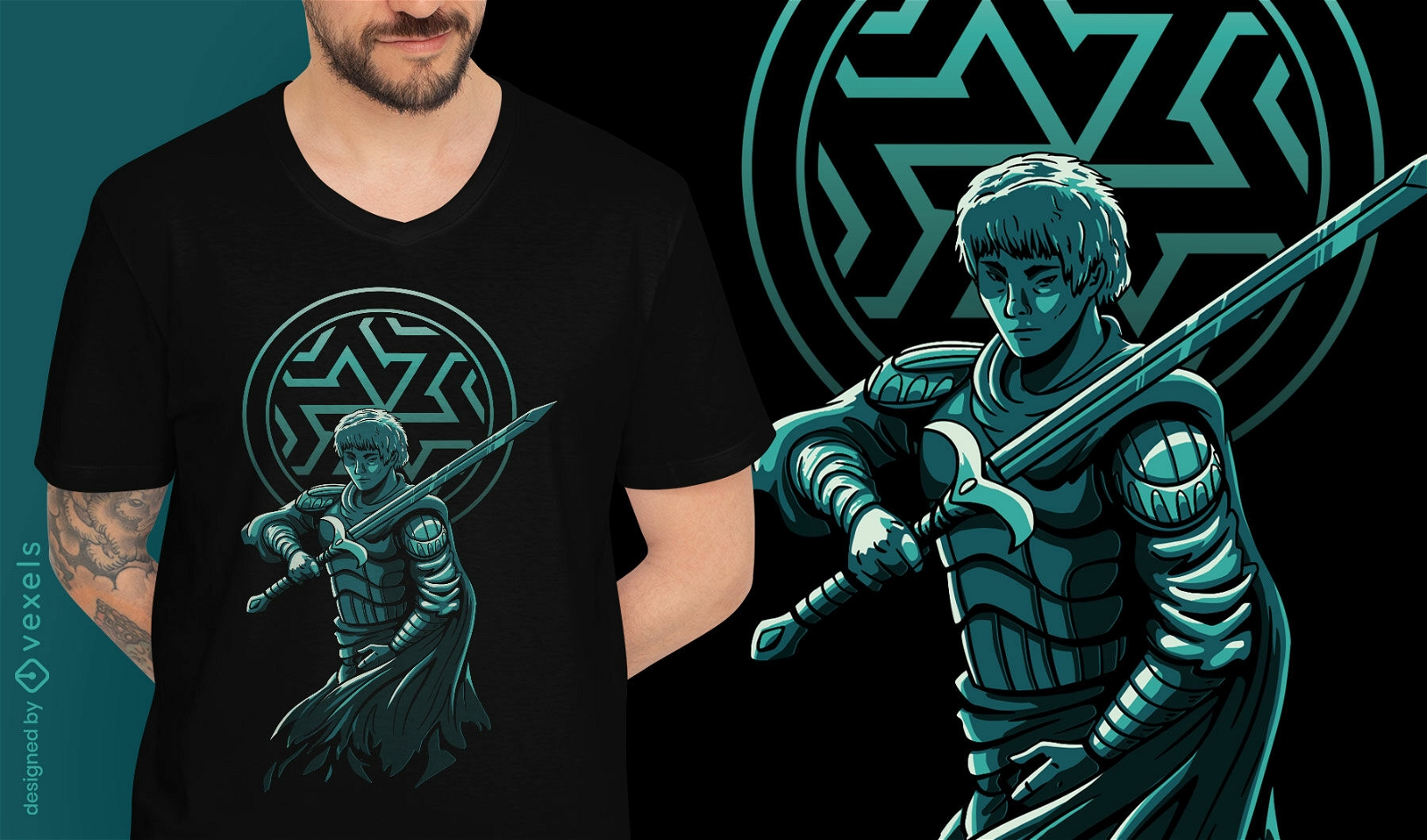 Dark fantasy knight apprentice t-shirt design