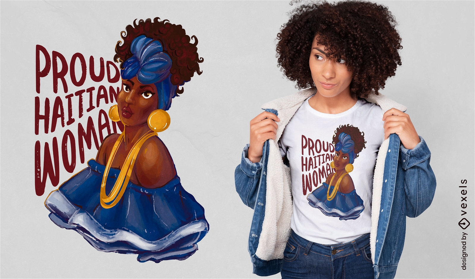 Design de t-shirt de mulher haitiana tradicional
