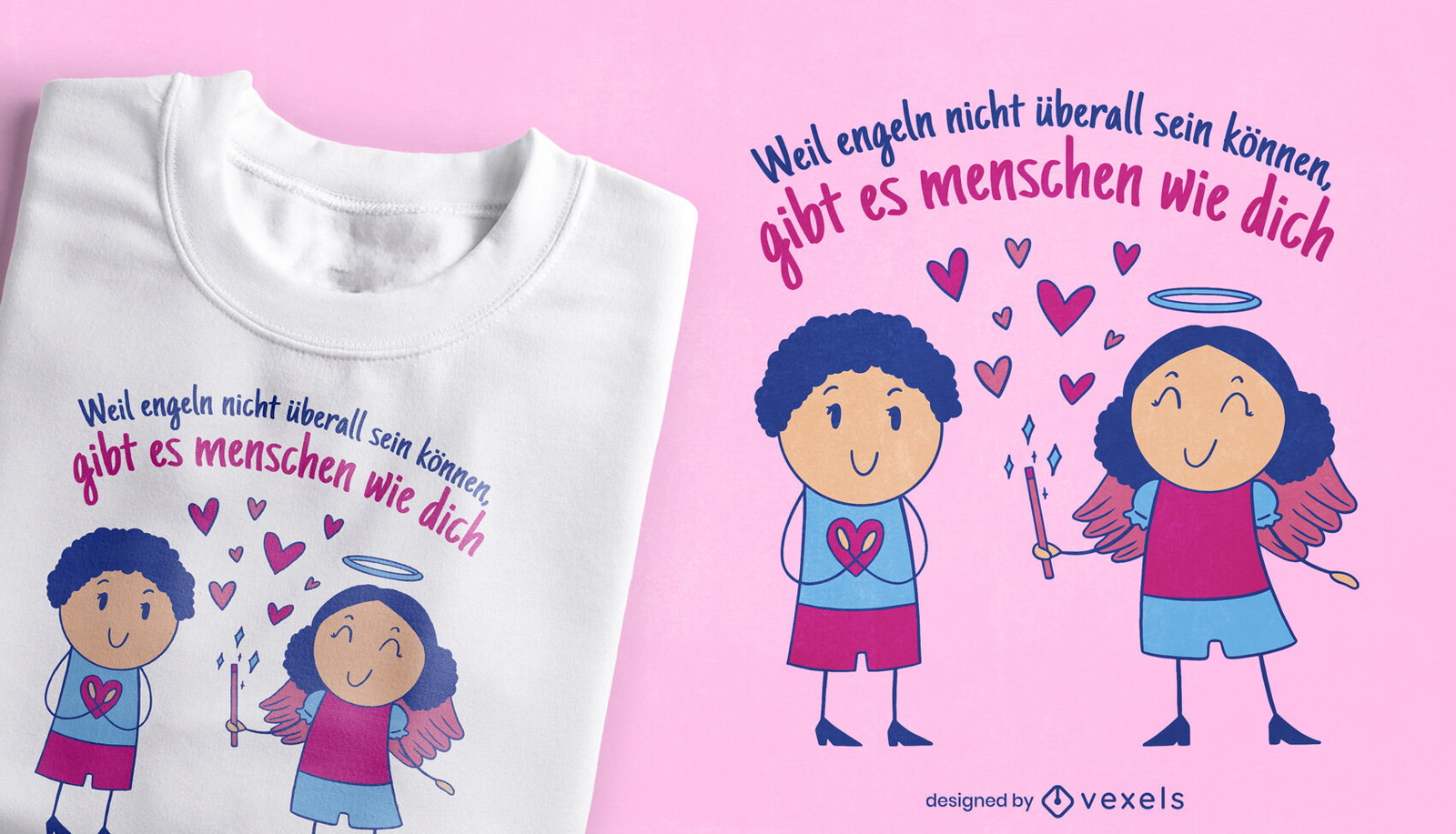 Lindo diseño de camiseta de ángel y niño.