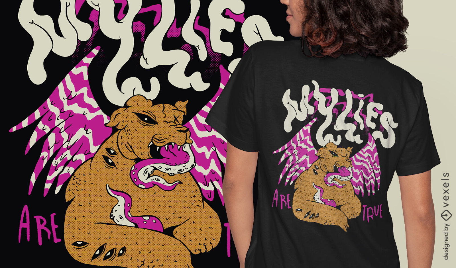 Geflügeltes Monster-T-Shirt-Design