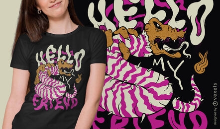 Design de camiseta de monstro de cobra Trippy