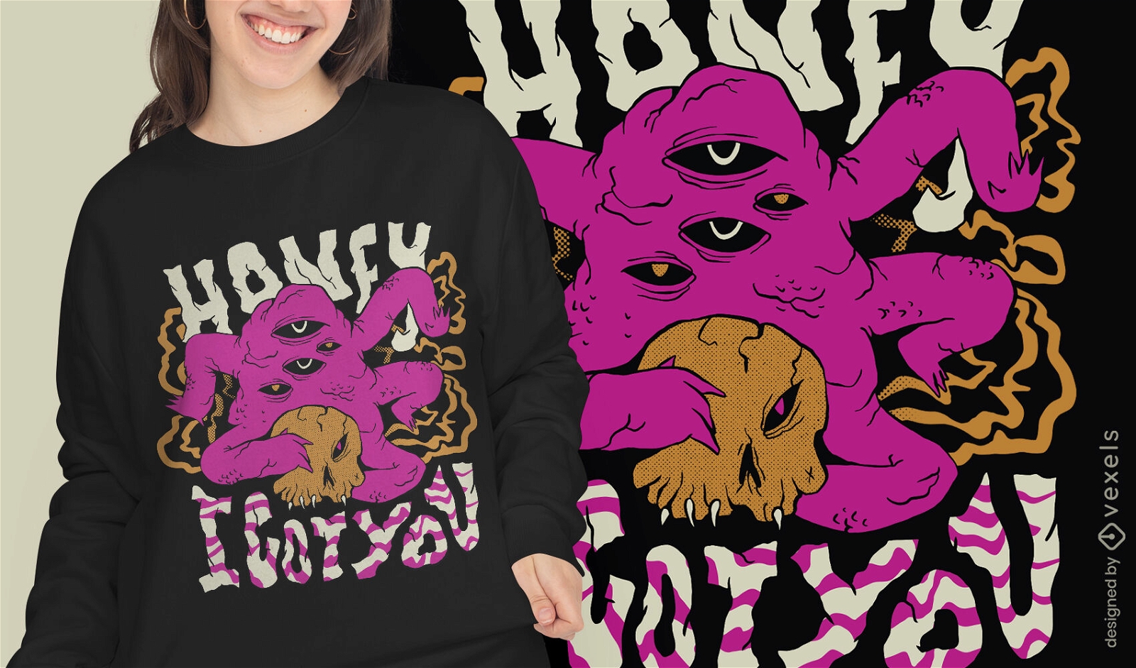 Trippy octopus creature t-shirt design