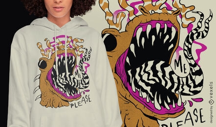 Creature with trippy mouth t-shirt design