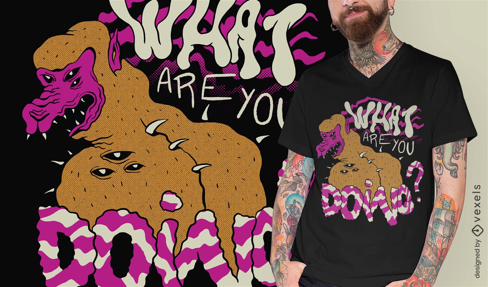 Creepy creature and quote t-shirt design