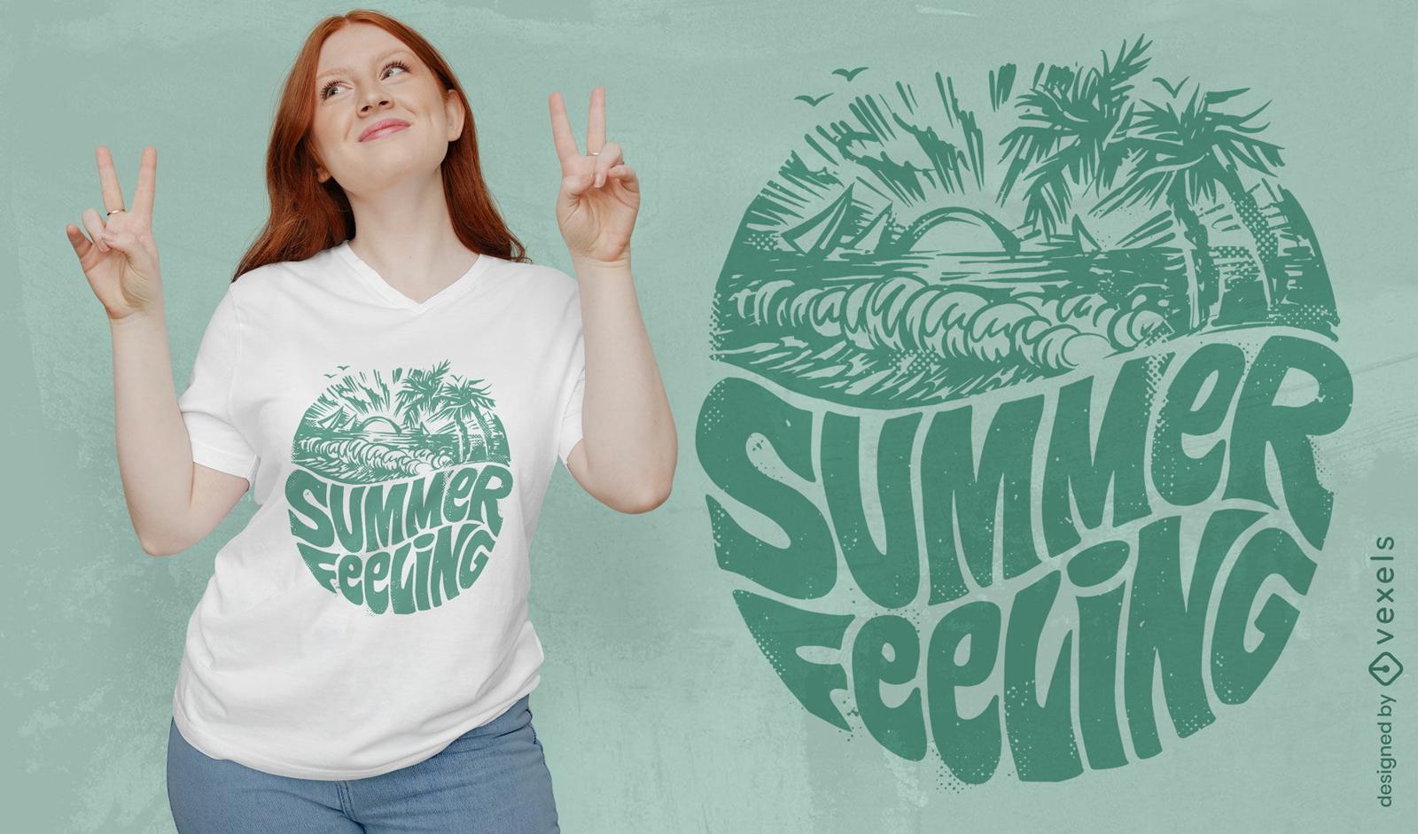 Diseño de camiseta verde con sensación de verano.