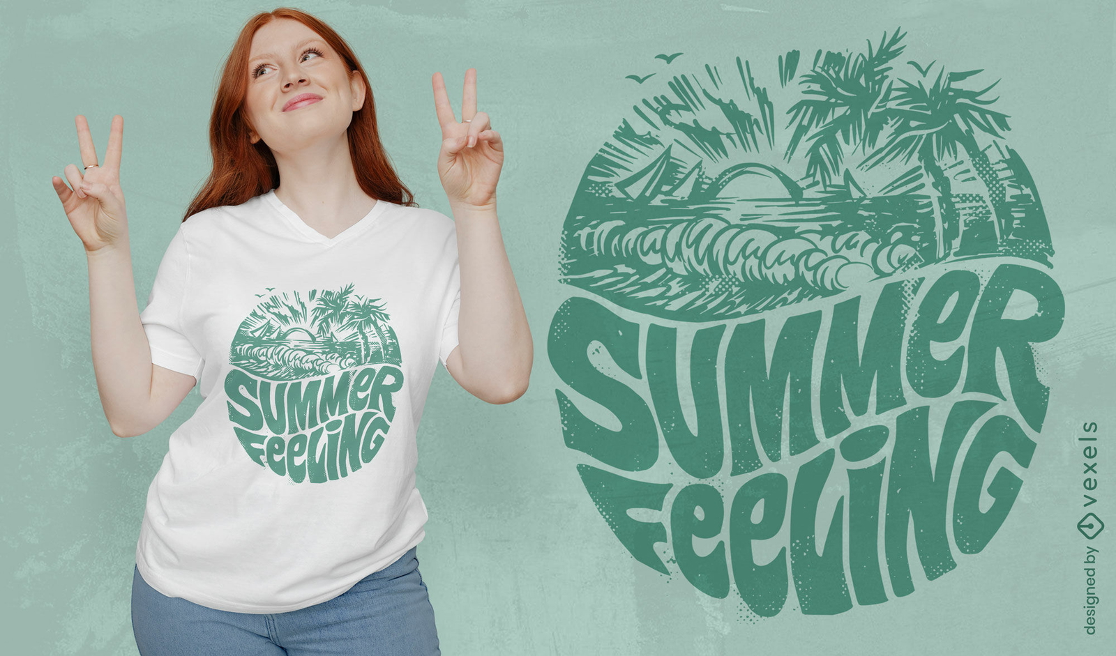 Sommergefühl grünes T-Shirt-Design