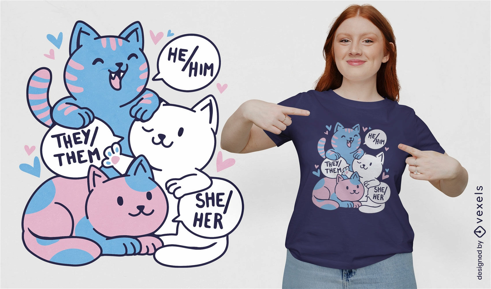 Design de camiseta lgbt de animais de gato kawaii