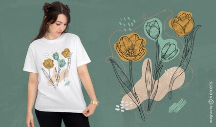 Tulip flowers organic abstract t-shirt design