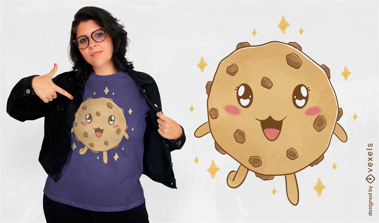 Design de camiseta de personagem de biscoito