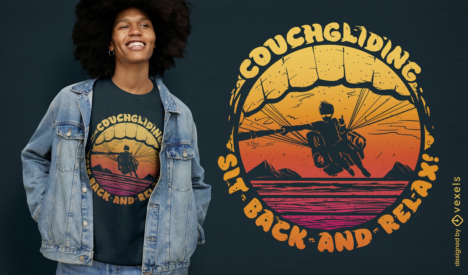 Funny paragliding couch t-shirt design