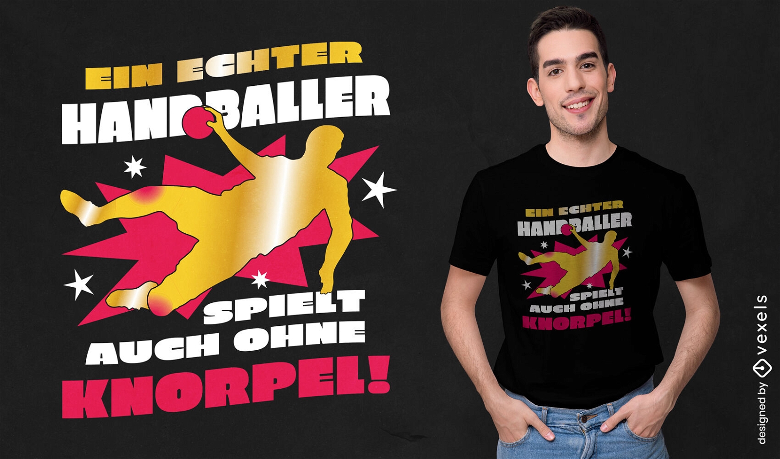 Handballspieler-T-Shirt-Silhouette-Design