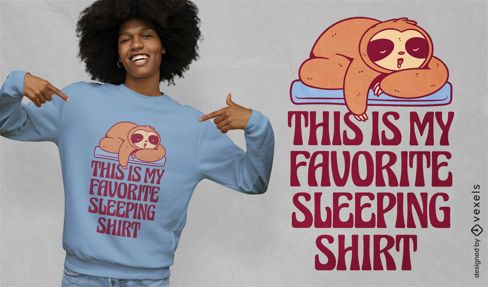 Design de camiseta de animal preguiça dormindo