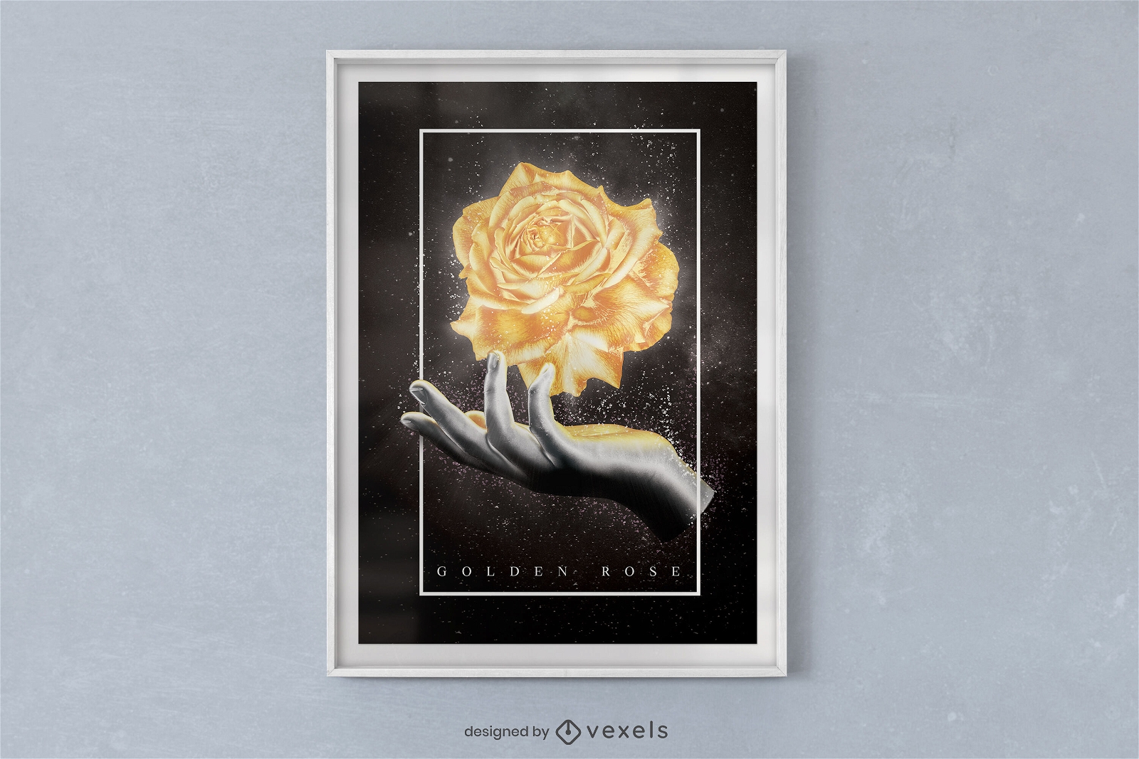 Hand holding rose flower poster psd