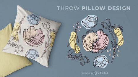 Tulip flowers throw pillow design