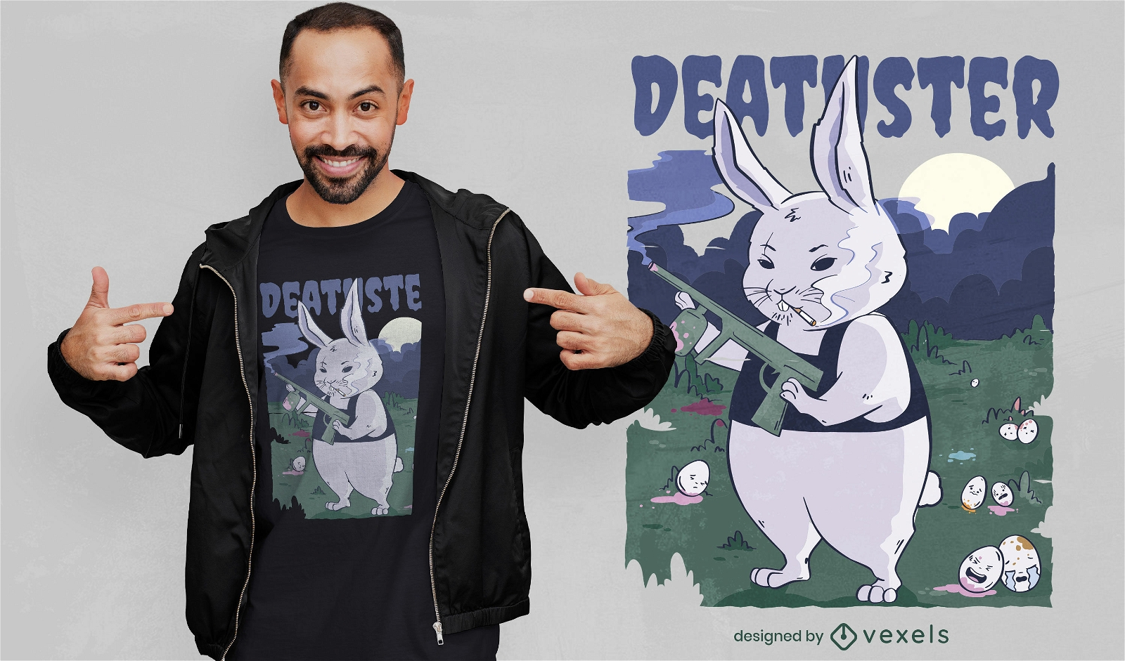Diseño de camiseta de conejito de Pascua aterrador