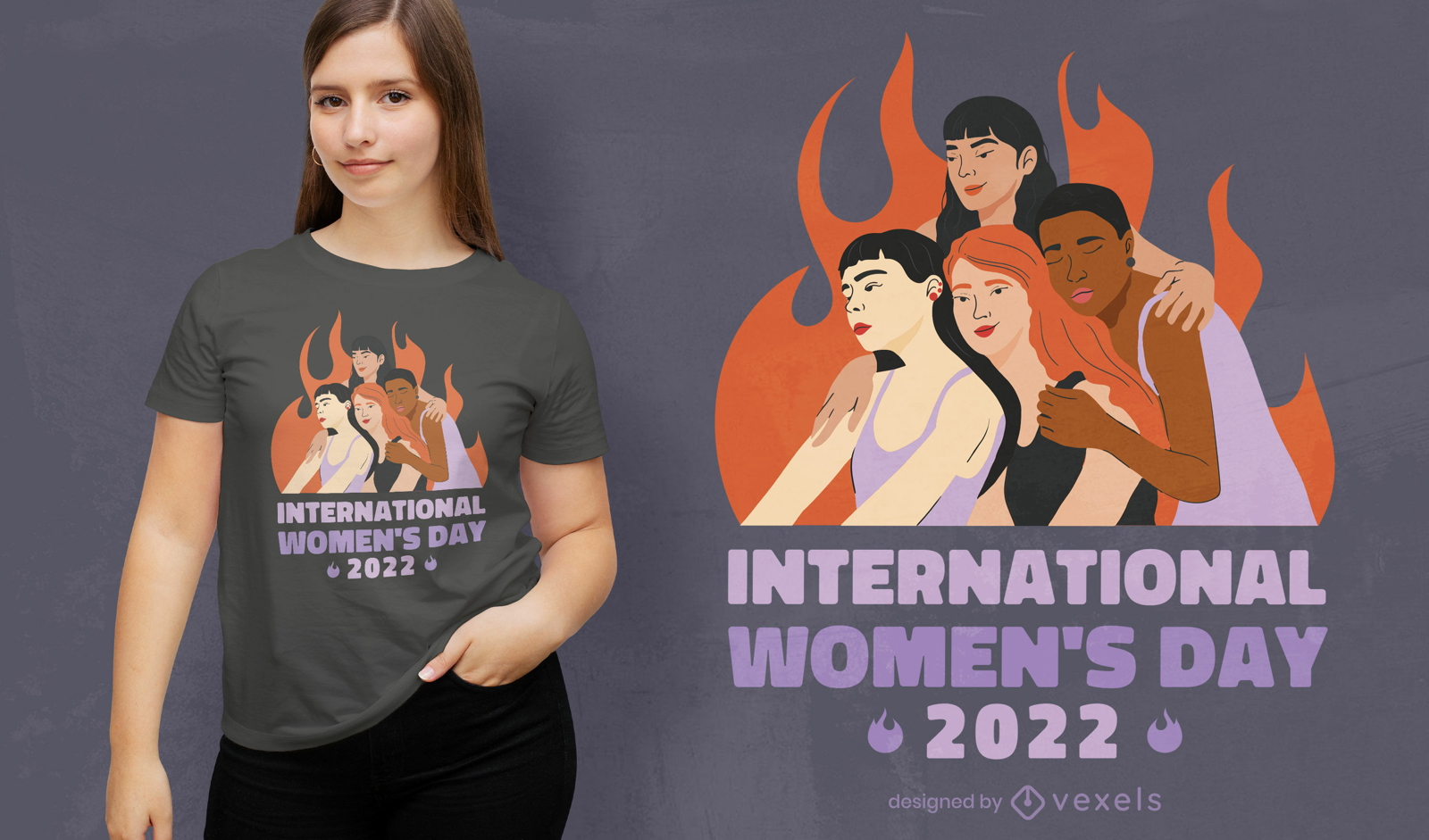 Diseño de camiseta del Día Internacional de la Mujer 2022.