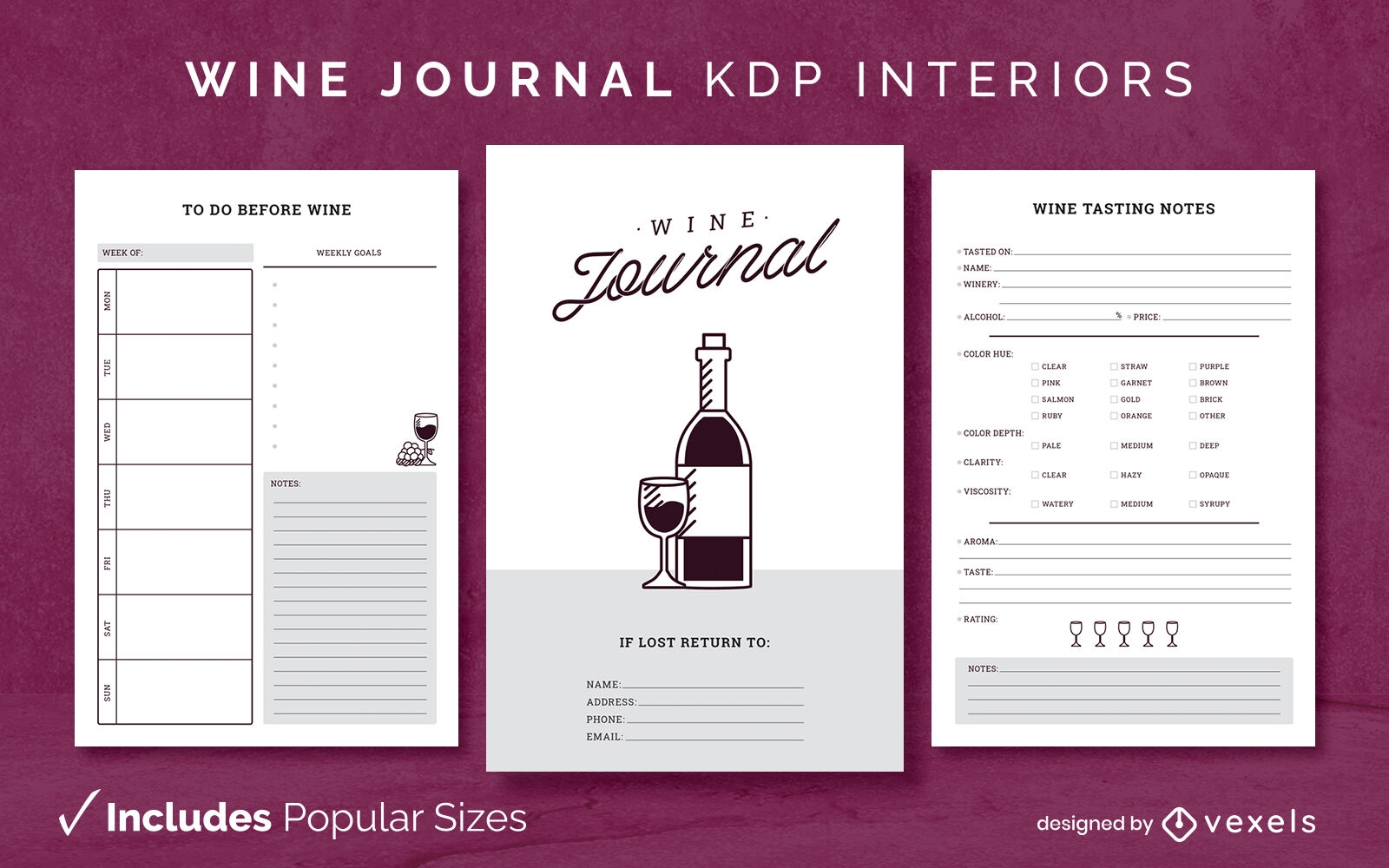 Wine journal Design Template KDP