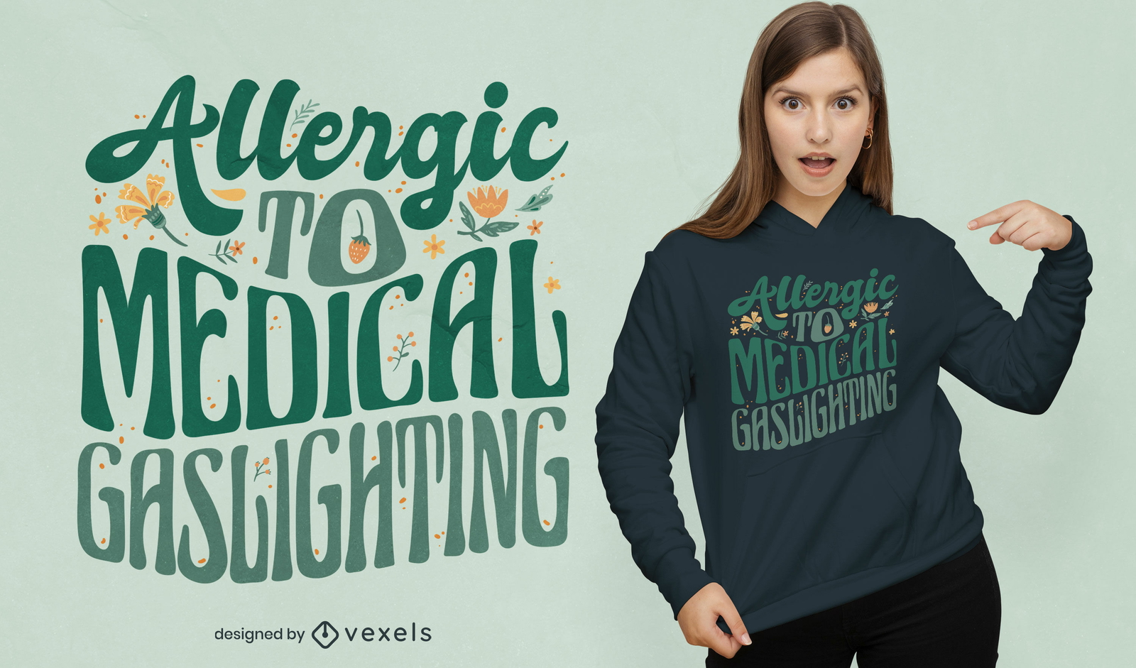 Design de camiseta com citação de gaslighting médico