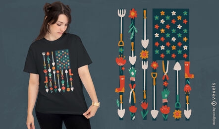 Design de camiseta de bandeira de jardinagem dos EUA