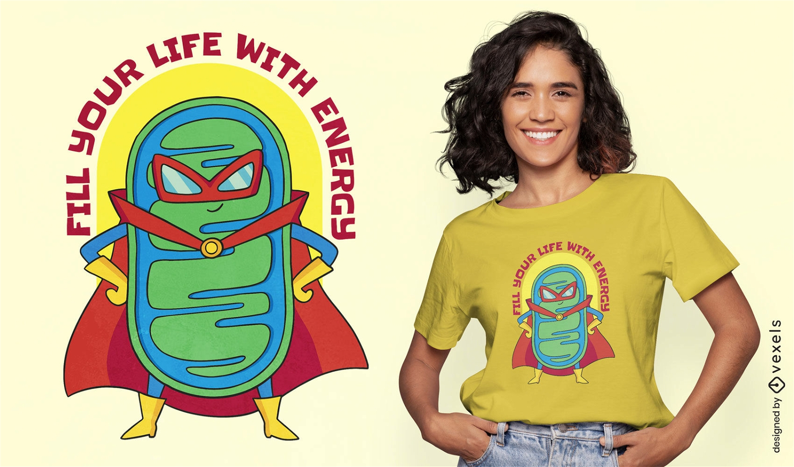 Mitochondria superhero t-shirt design
