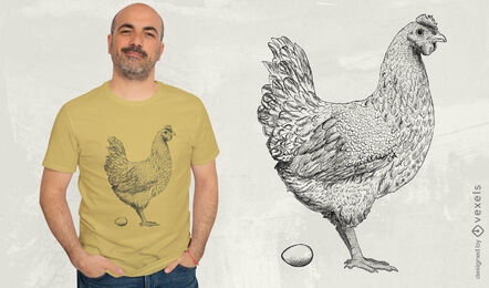 Frango com design de t-shirt de ovo