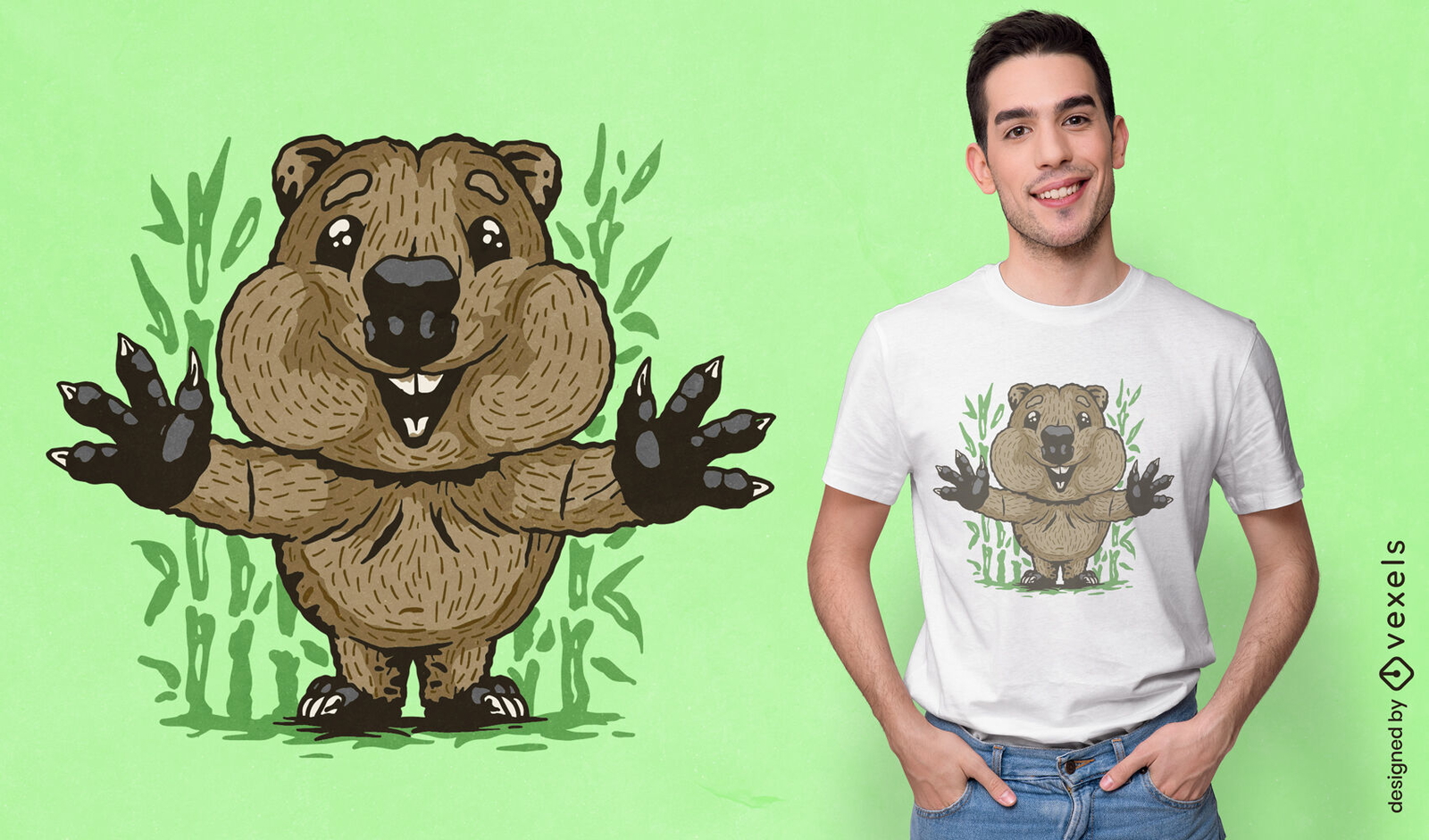 Design de camiseta animal quokka amigável