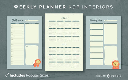 Lion planner Diary Design Template KDP